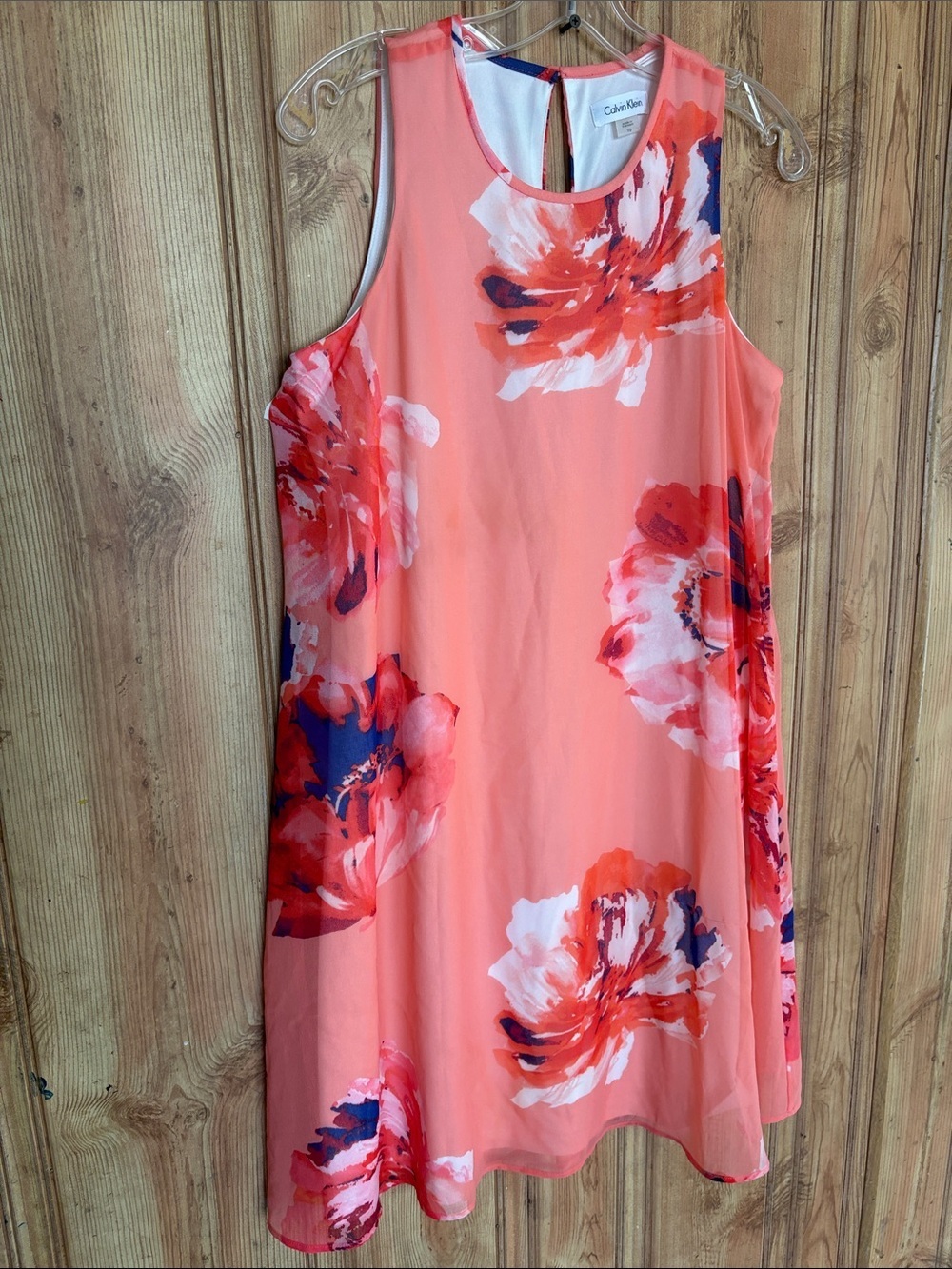 Calvin Klein Coral Floral Midi Dress - Picture 4 of 8